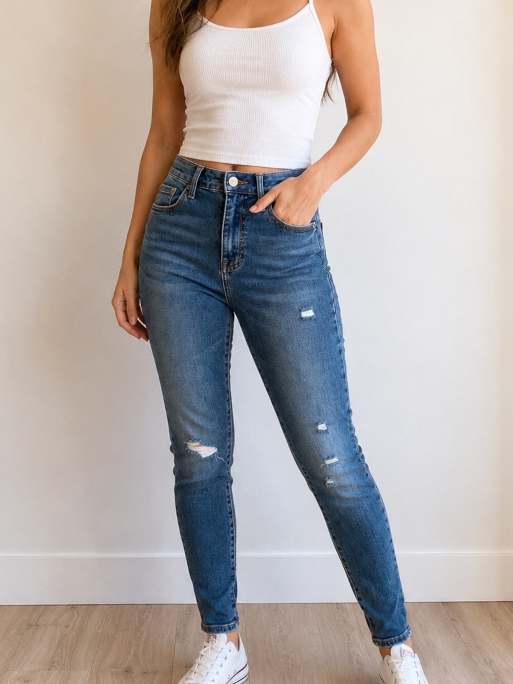 PISTOLA Anthropology Women’s Distressed Skinny Jeans Size 27 Medium Wash